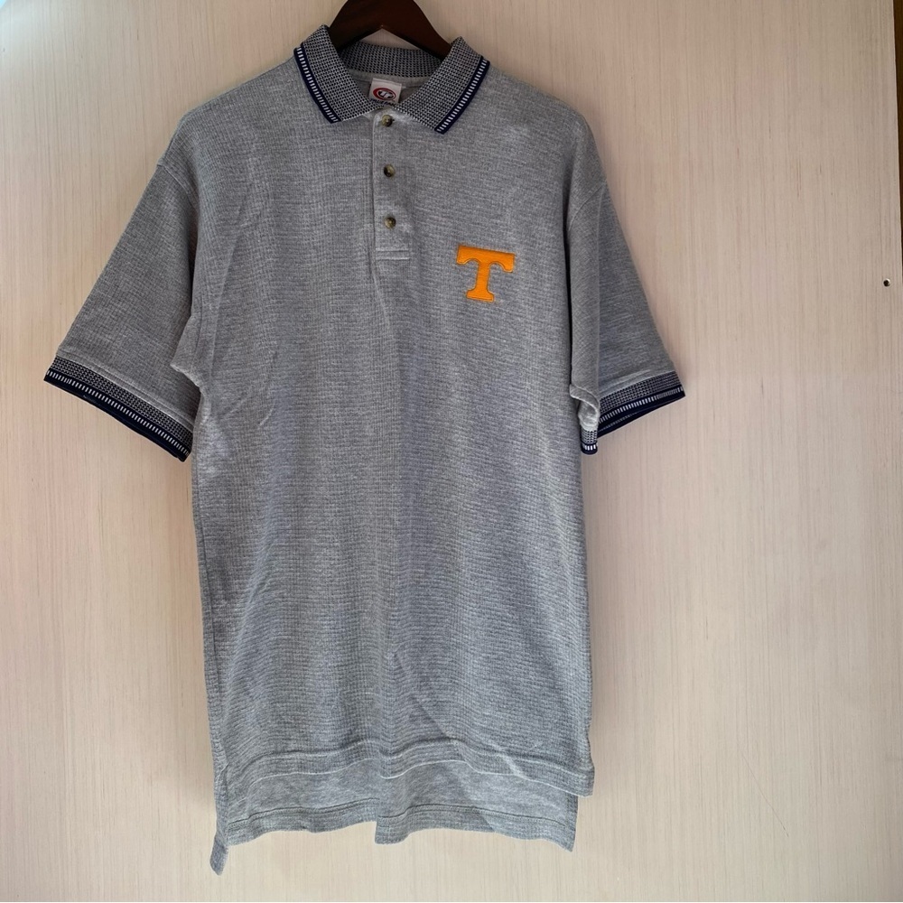 True Fan NCAA Tennessee Volunteers Textured Short Sleeve Gray Polo Shirt Size M